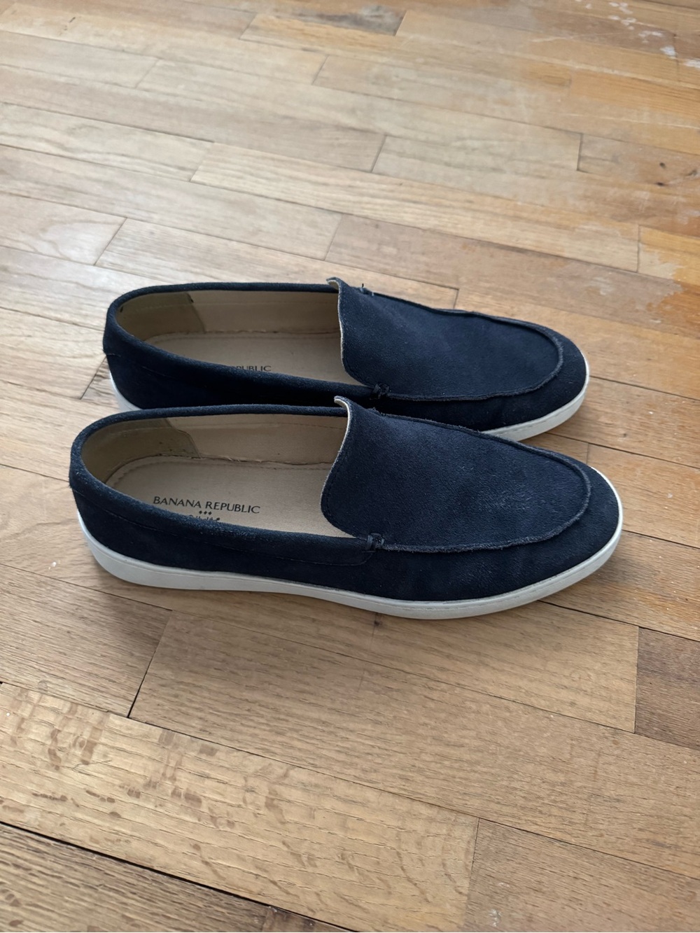 Banana Republic Navy Canvas Slip-On Loafers with White Sole